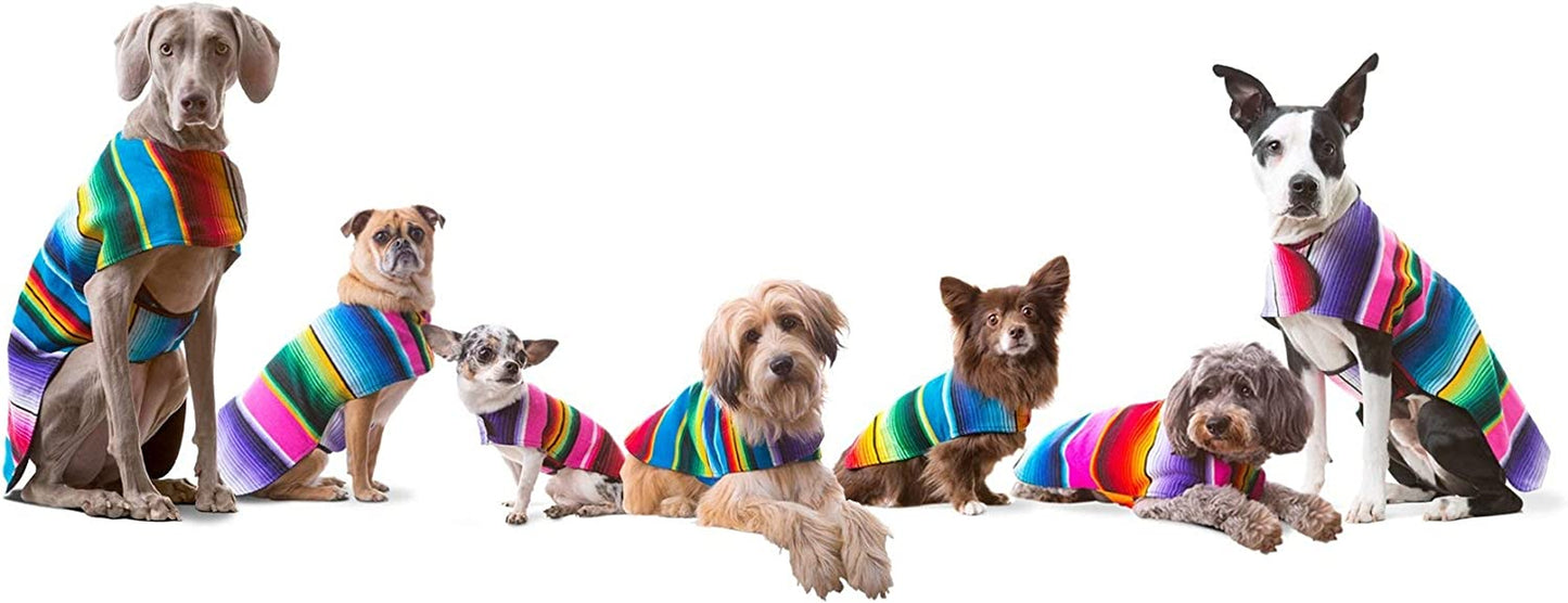 Dog Clothes - Handmade Dog Poncho from Authentic Mexican Blanket by (Pink, XXL)